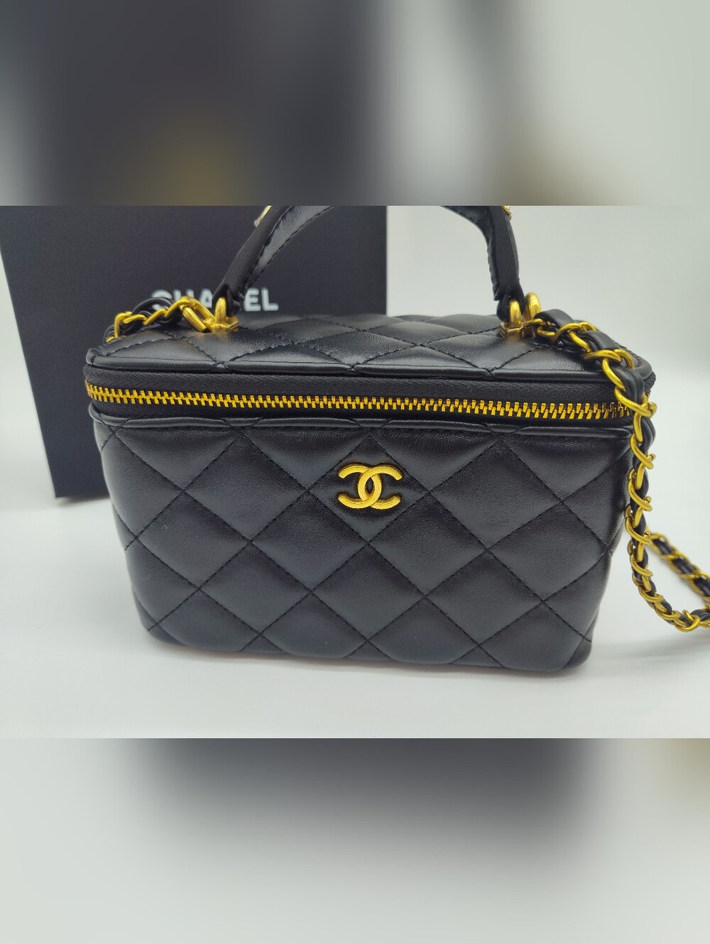 CHANEL Black Quilted Mini Vanity Bag with Gold Hardware - Picture 2 of 13
